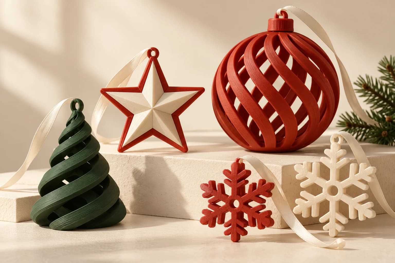 Composição ilustrativa de enfeites e decoração de Natal